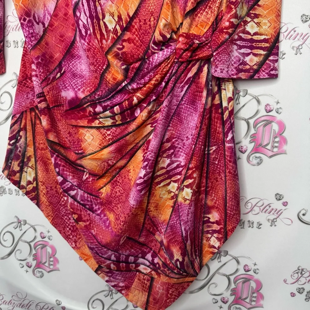 Nygard top asymmetrical hem fairy with cinch tie waist stretchy snake print 🌅 - Picture 10 of 11